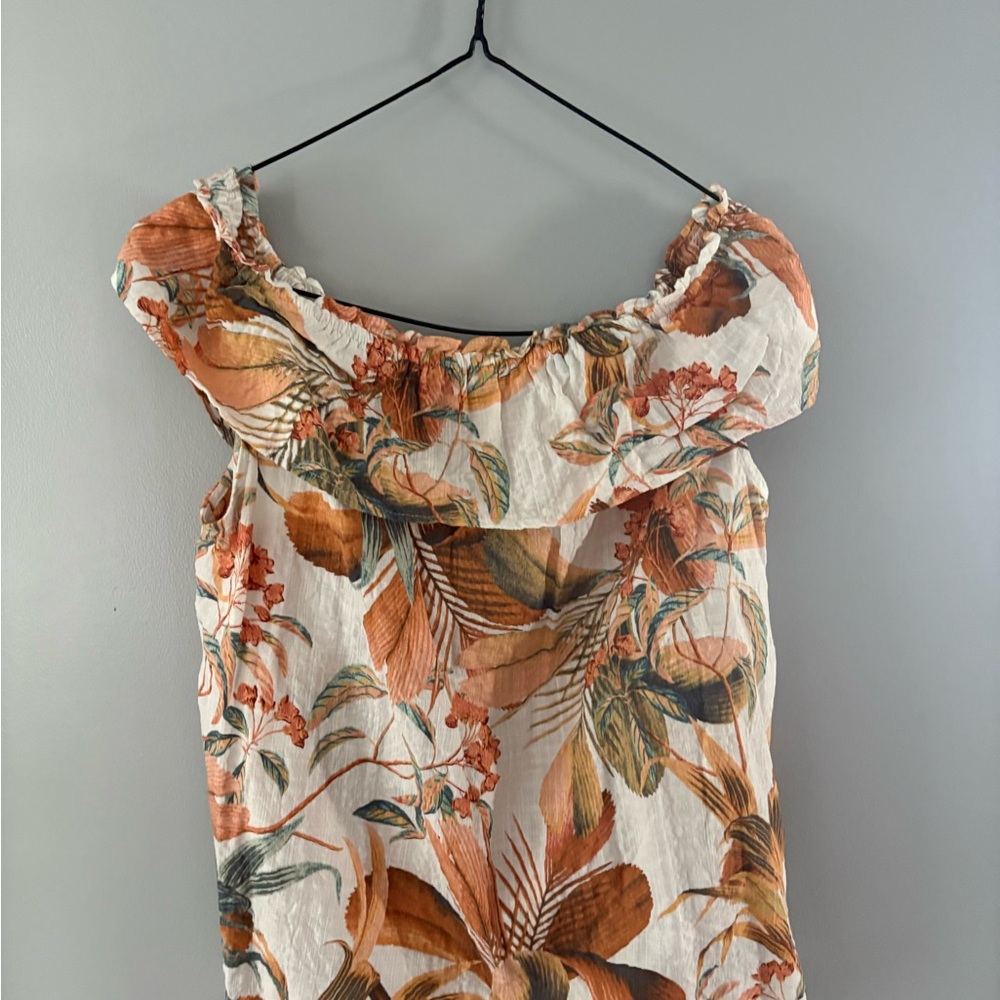 a.n.a Floral Off-Shoulder Blouse - Orange and Cream